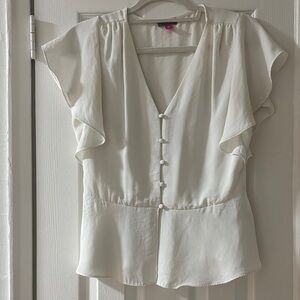 Vince Camuto Cream Flutter Sleeve Blouse